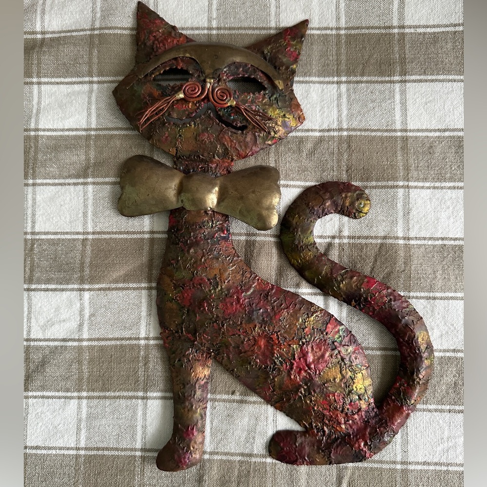 Decorative Mexican Metal Cat Wall Art